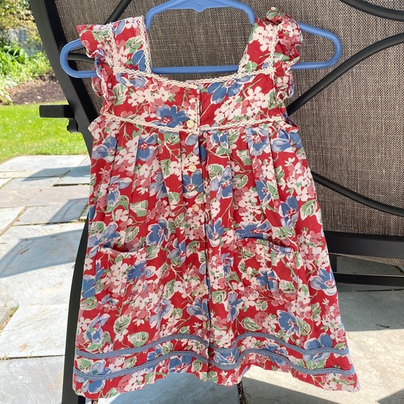 Ralph Lauren Other - Ralph Lauren Sleeveless floral dress w/ ruffle detail shoulders & crochet 12M